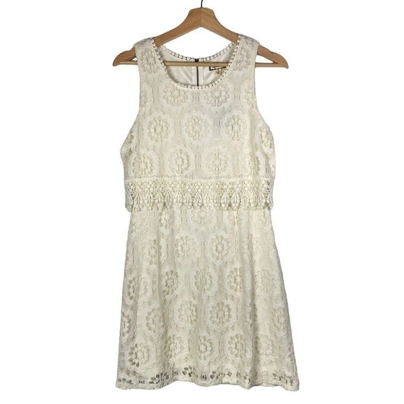 Eyeshadow Off Brulee White Lace Mini Dress S - Picture 2 of 4